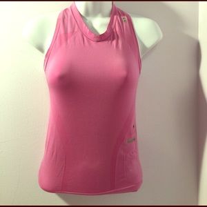 Nike pink running top shirt headphone holes - XS