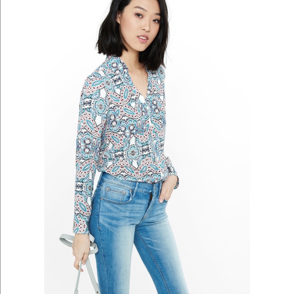 Express paisley print portofino blouse
