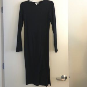long sleeve black dress with side slit
