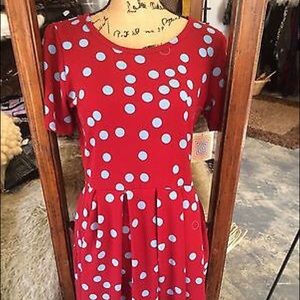 ISO xs Amelia red with white polka dots.