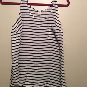 White/ blue stripe tank