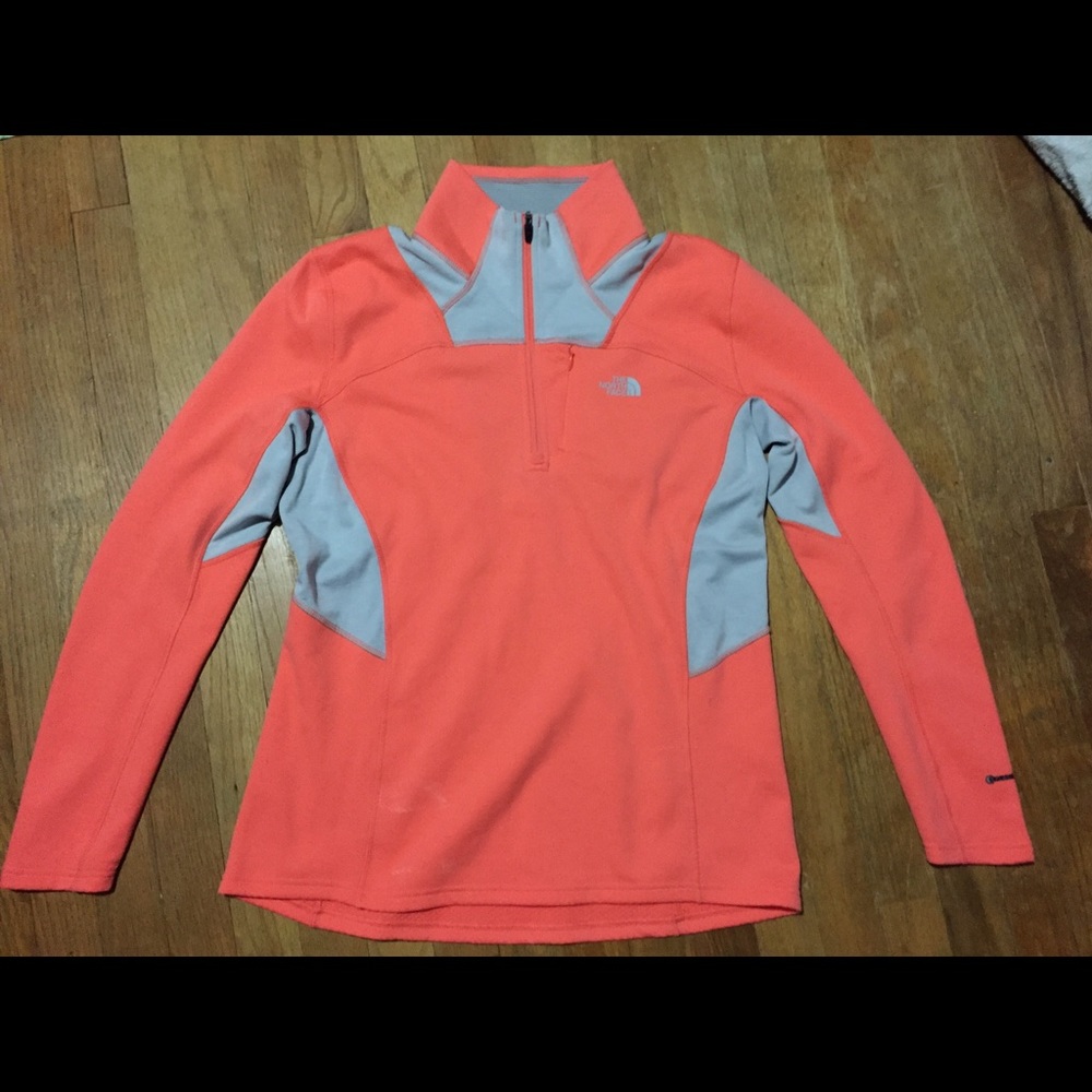 Coral and grey NorthFace quarter zip pullover!