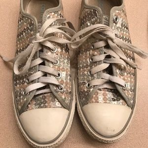 Silver sequin Converse