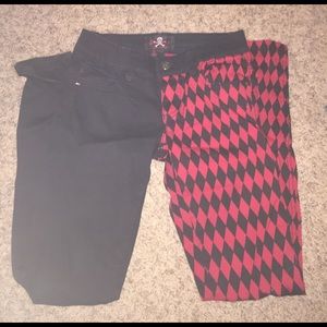 Black and red checkered jeans