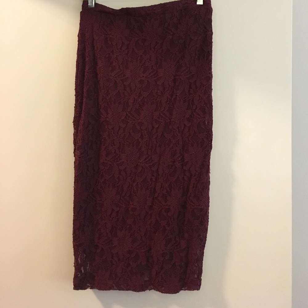 Burgundy lace skirt