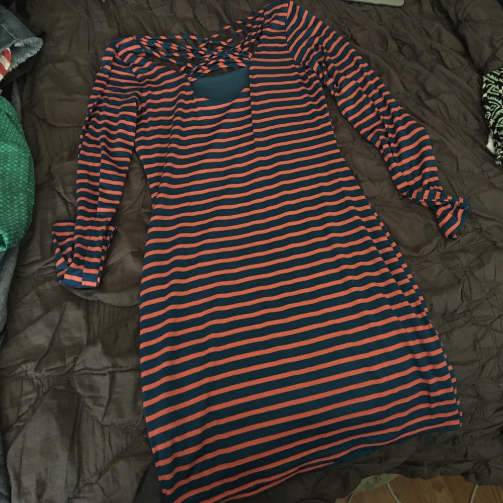 Orange and blue stripe body on dress