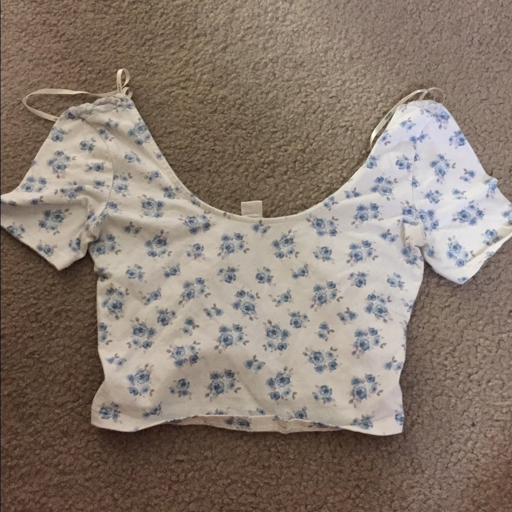 Floral Lace Back Crop Top - Picture 1 of 3