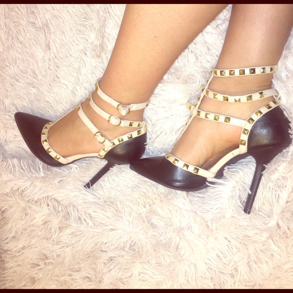 Black studed pumps