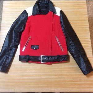 Express Leather colorblock motor jacket