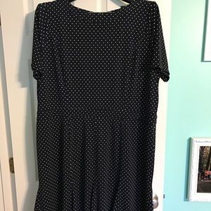 Talbots polka dot navy knee length dress