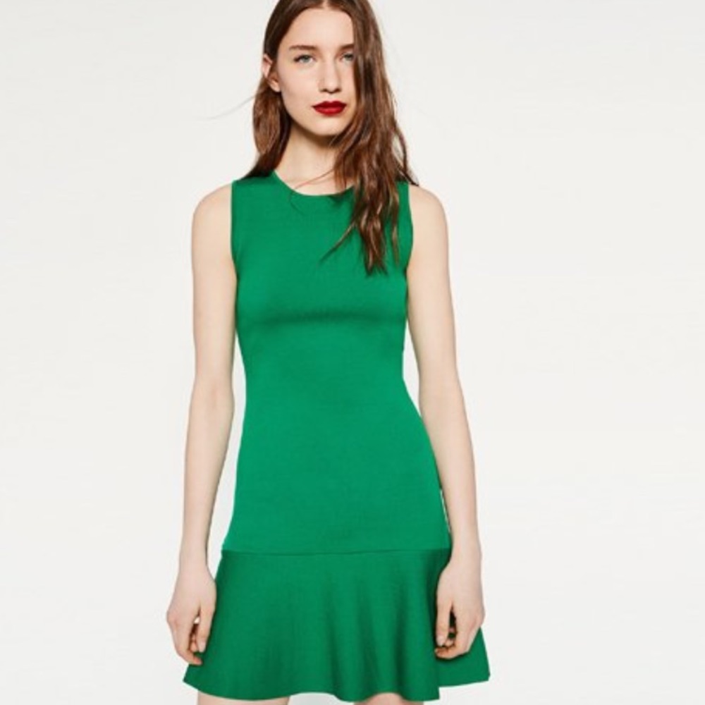 Zara frill green dress