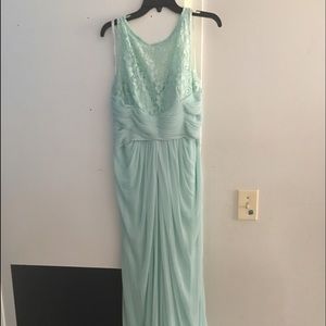 Long Extra Length Mesh Dress with Corded Lace