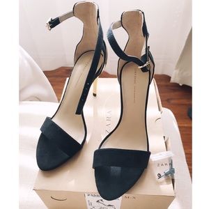 Zara size 6 black strap heels