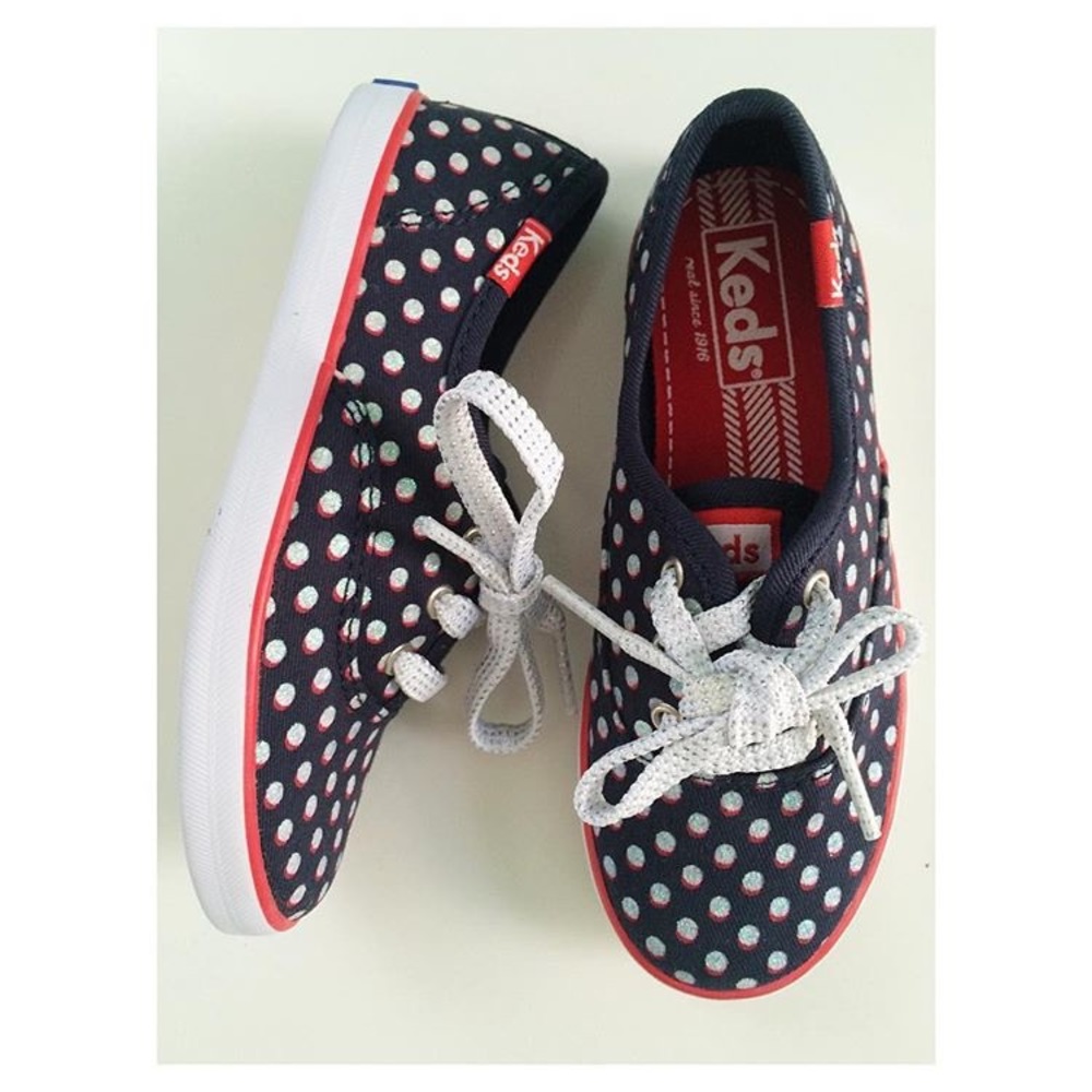 KEDS Red White and Blue Polka Dot Print Sneakers