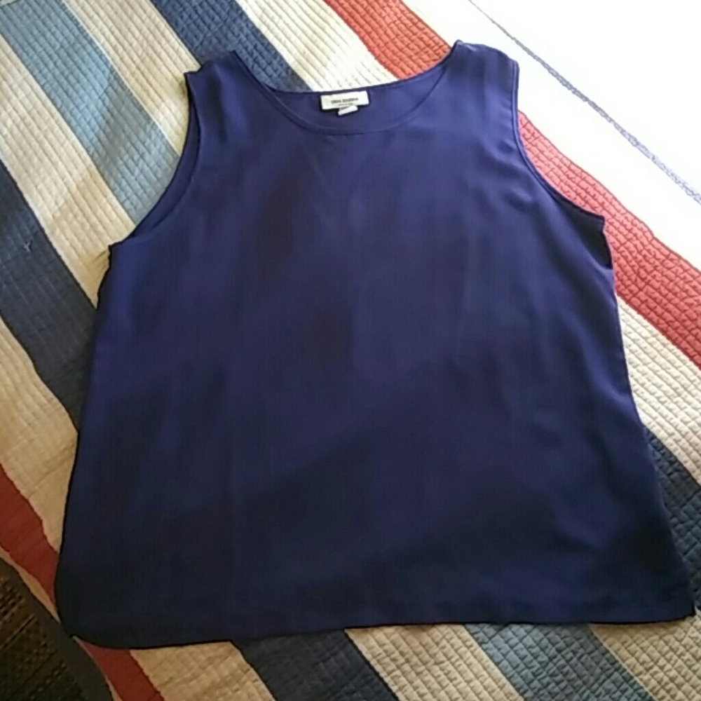 3X Blue Slinky Knit Tank Top Blouse