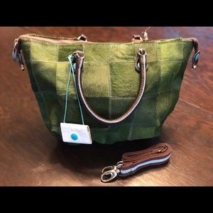 Cabs Green Cowhide Convertible Handbag