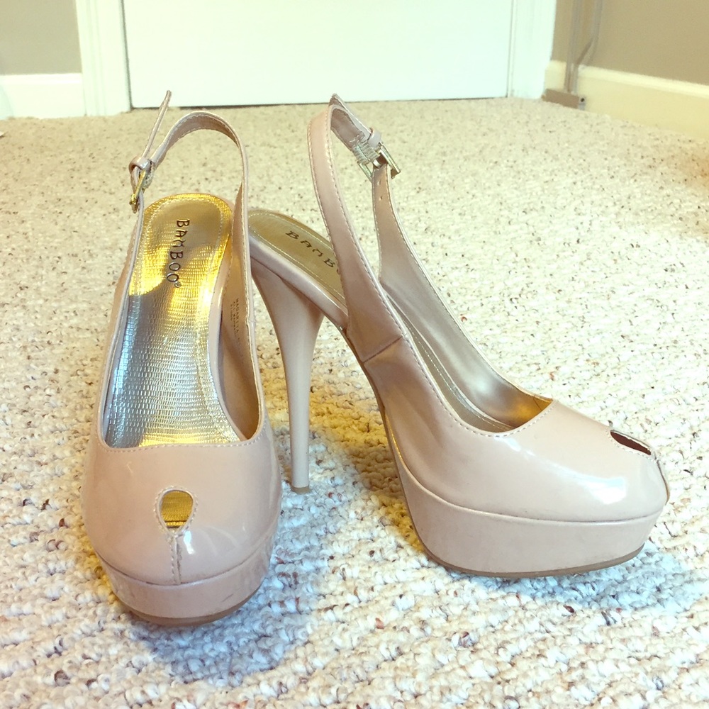 Slingback Peep Toe Nude Heels