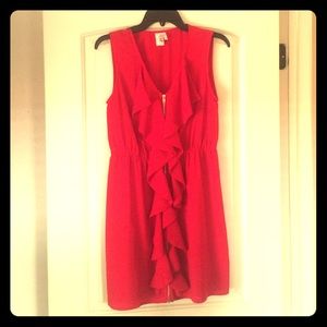 💥💥 FRANCESCA'S red ruffle zip front dress