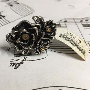 Floral Silver Yellow Ring