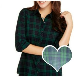 Blue-Green Plaid Collar Shirt