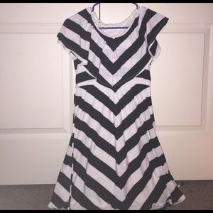 Black and white stripped dress with lace back