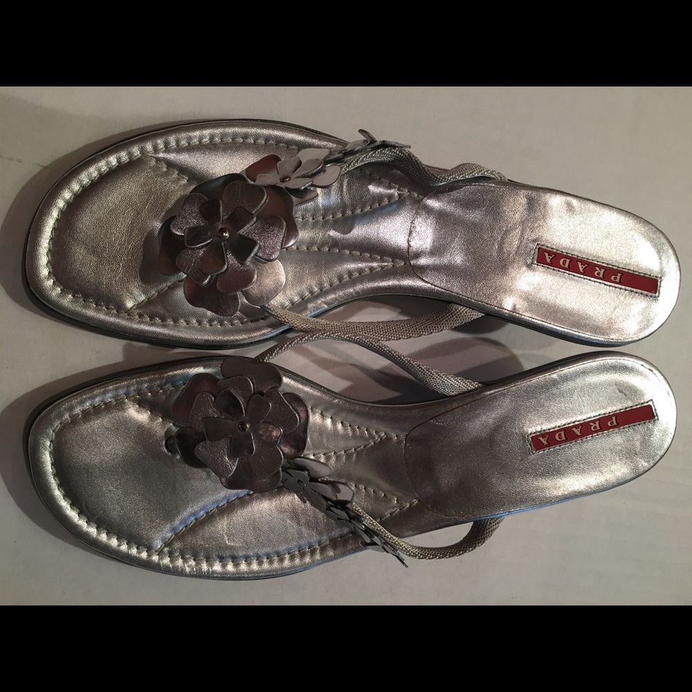 Silver Prada sandals