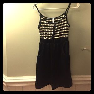Black striped mini dress
