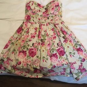 floral strapless dress