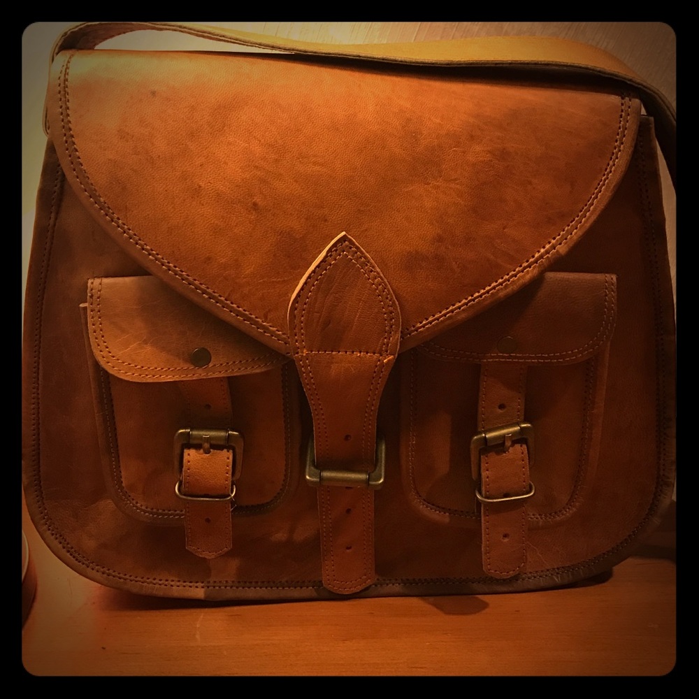 Brown leather cross body bag