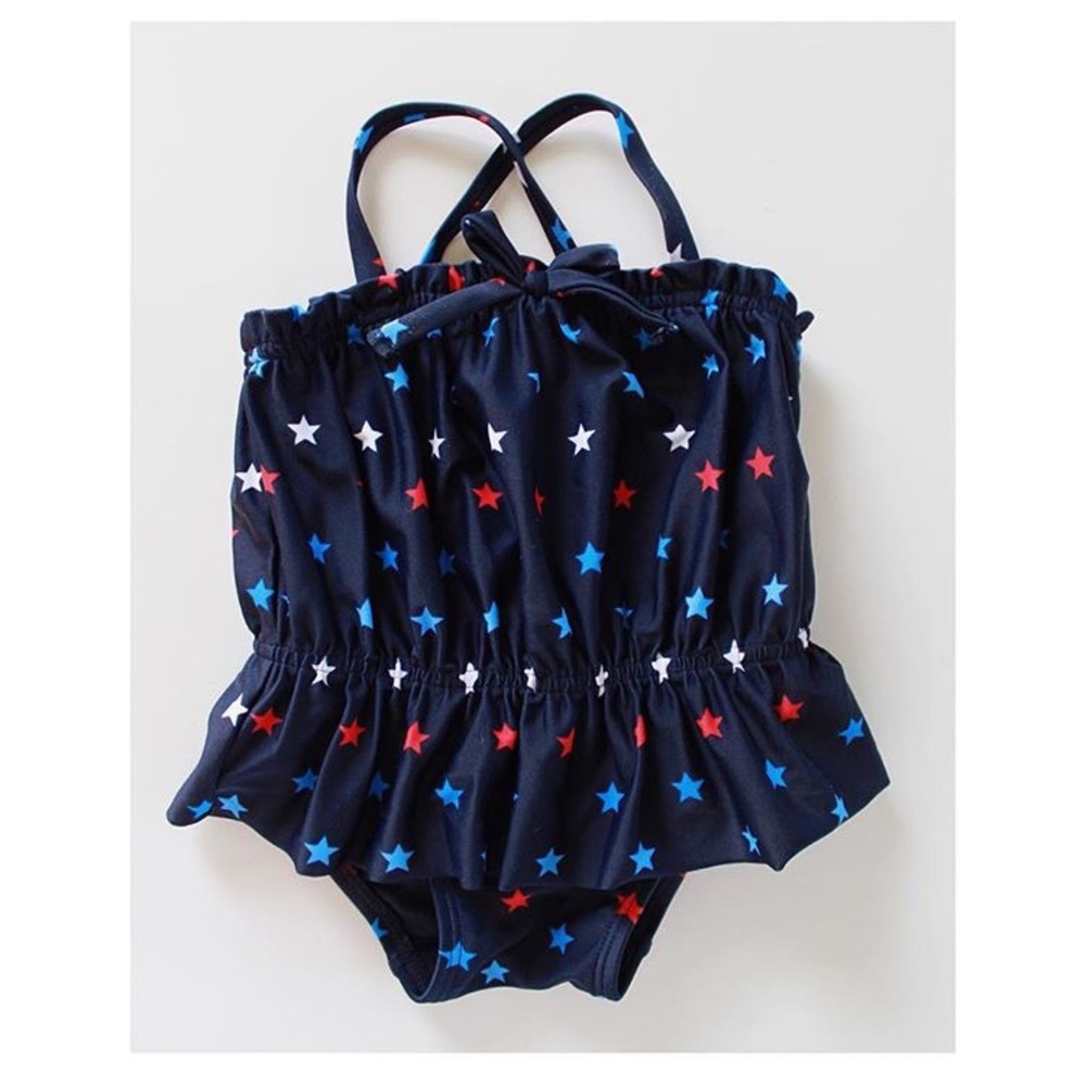 babyGAP Navy Star Print Peplum Swimsuit