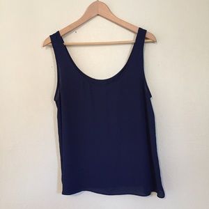 Navy blue chiffon tank