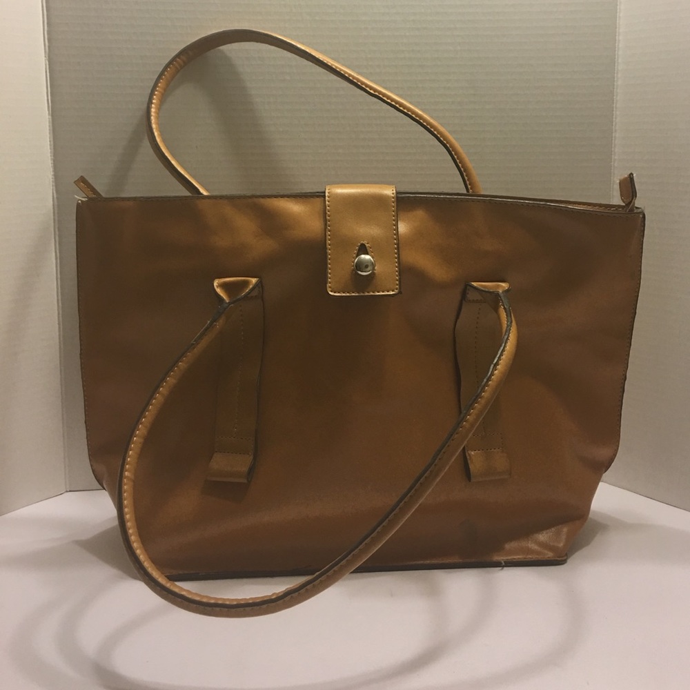 Tan large faux leather tote