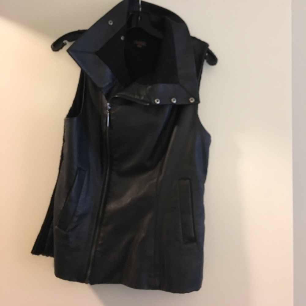 Faux leather moto vest