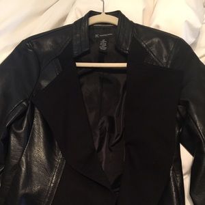 INC Drape-Front Faux-Leather Jacket