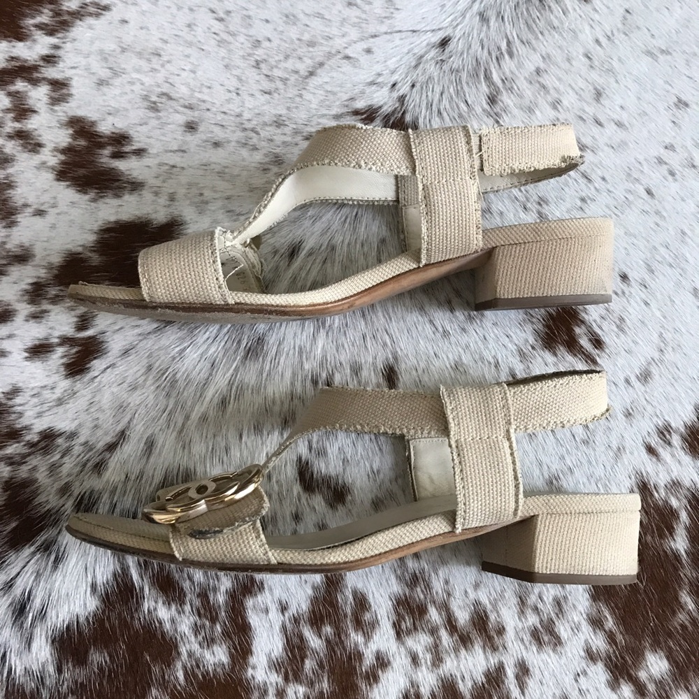 Chanel heart logo nude canvas sandals 39 - Picture 5 of 8