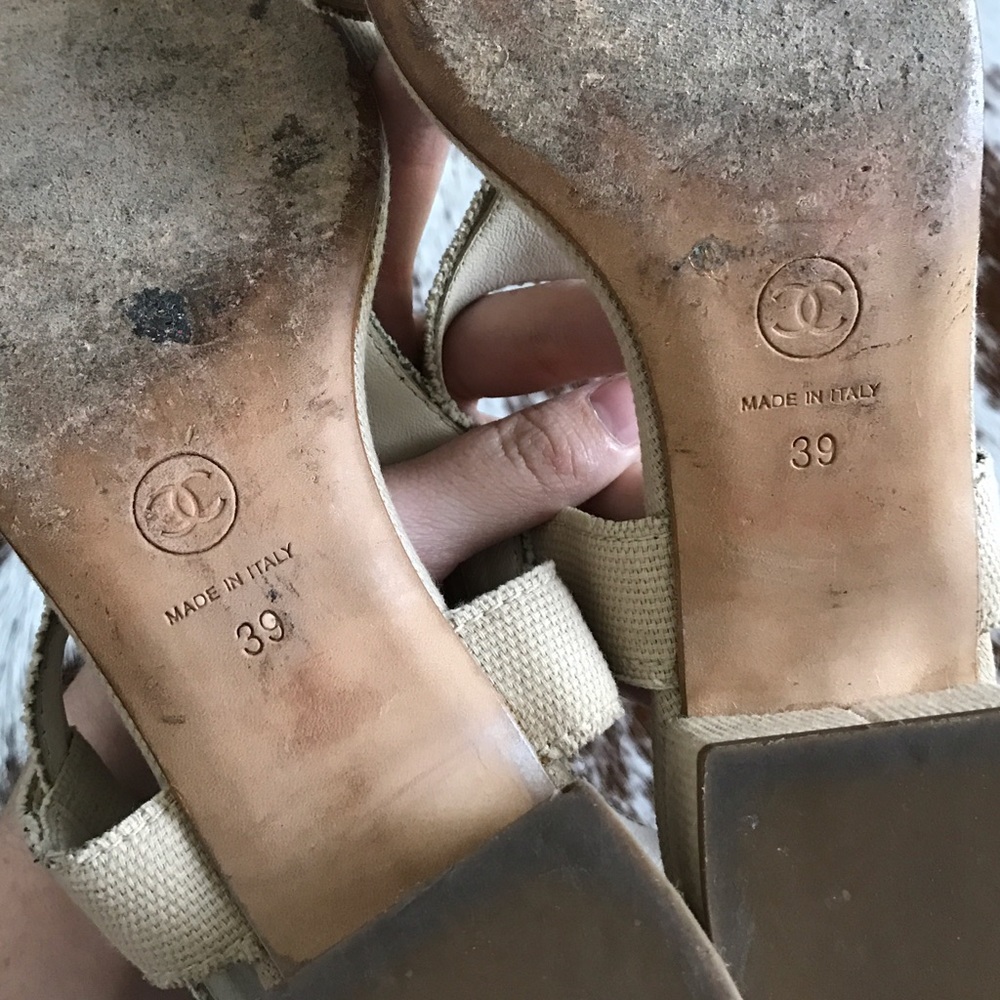 Chanel heart logo nude canvas sandals 39 - Picture 8 of 8