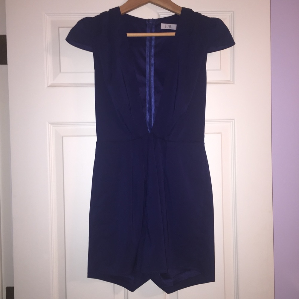 Tobi plunge neckline navy romper