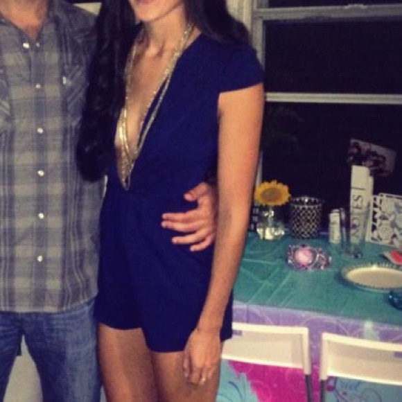 Tobi plunge neckline navy romper - Picture 4 of 5