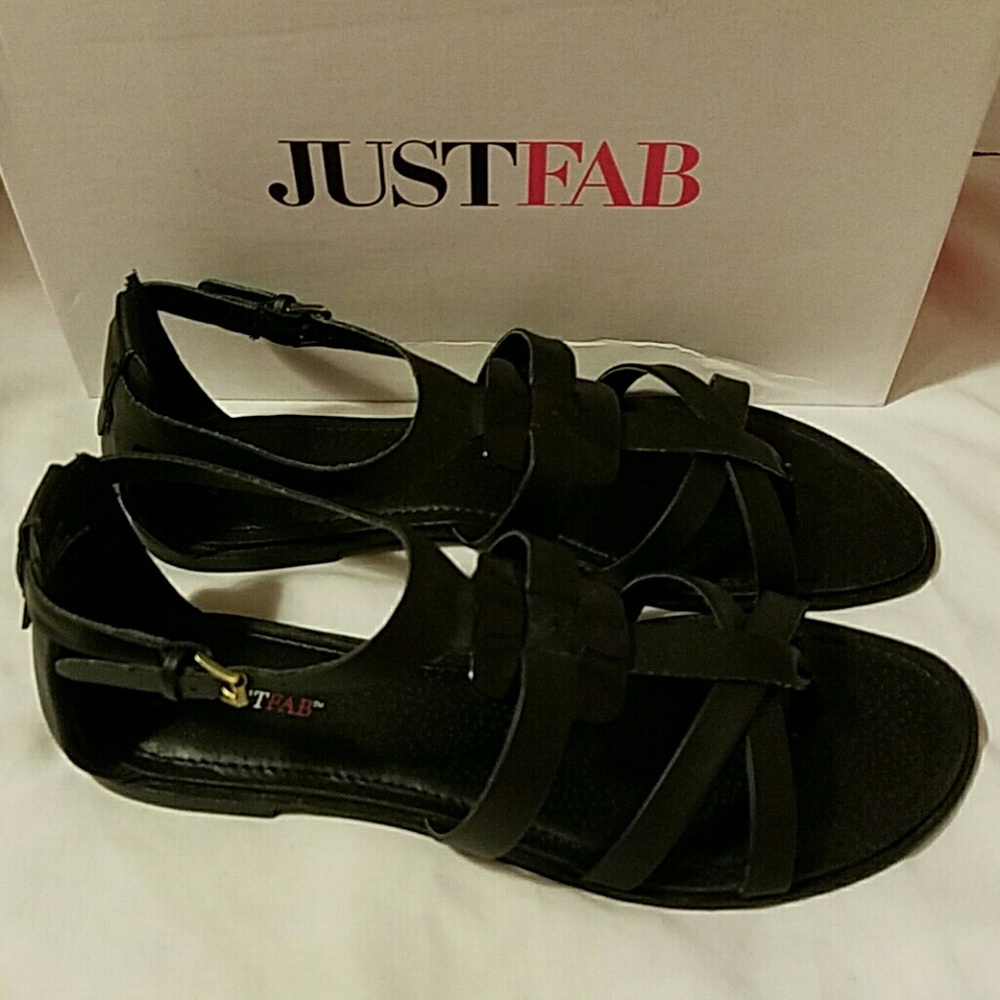 JustFab "Shaesta" Black Strappy Sandals 10