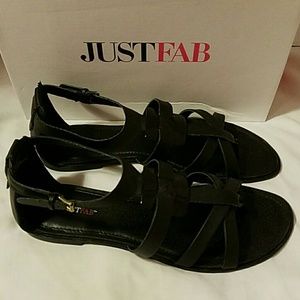 JustFab "Shaesta" Black Strappy Sandals 10