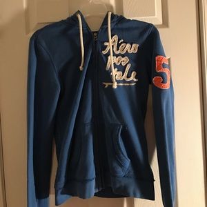 Aeropostale blue distressed hoodie sz med