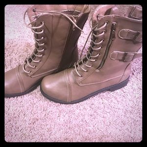 Taupe Combat Boots