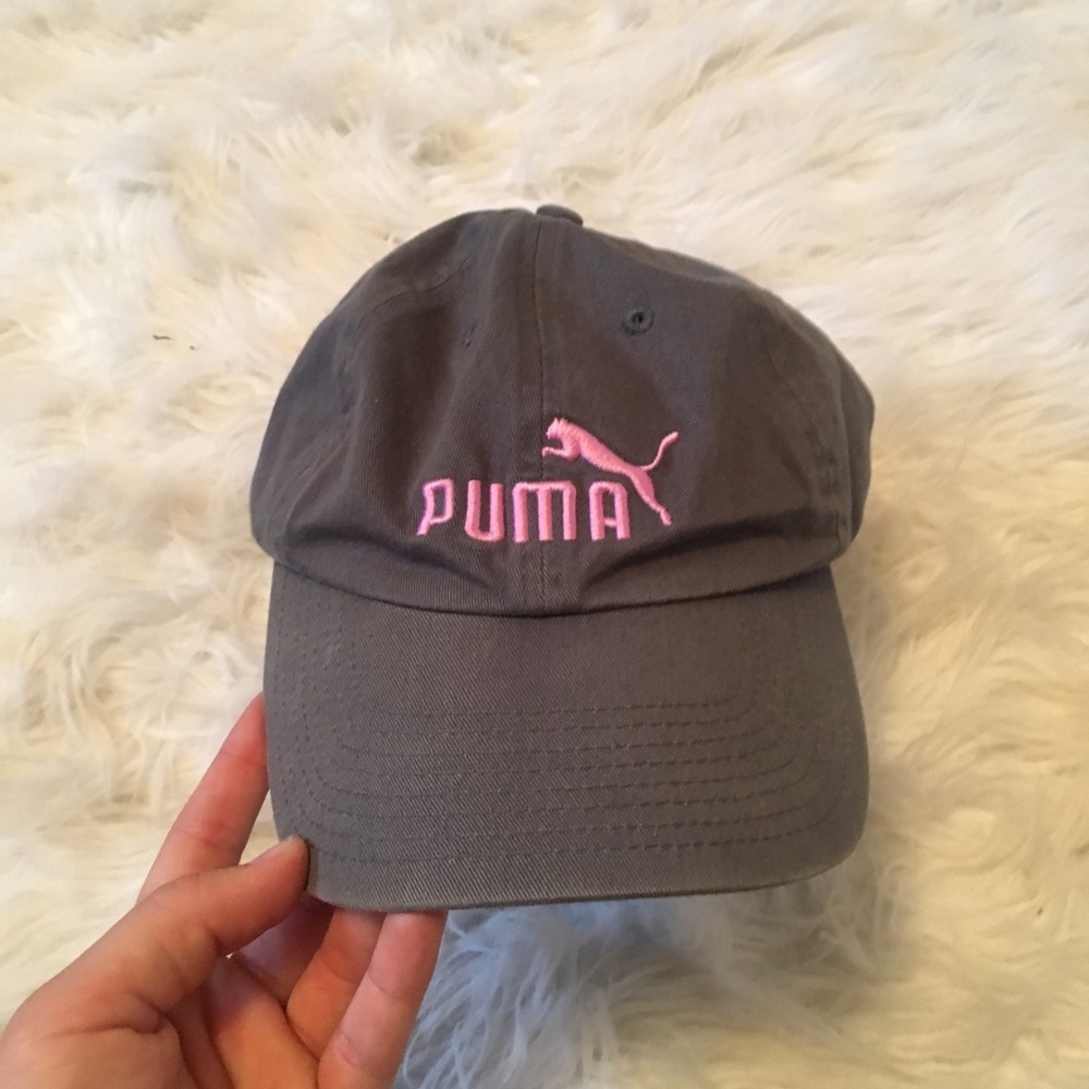 Girls puma hat pink and gray