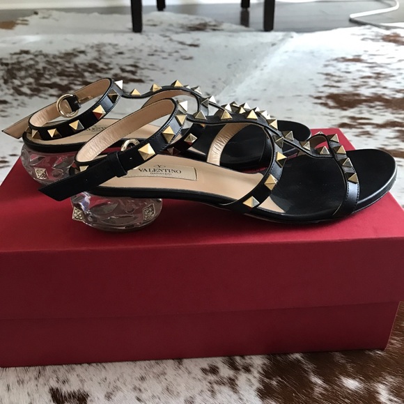 Valentino rockstud T Strap lucite sandals 38.5 - Picture 6 of 8