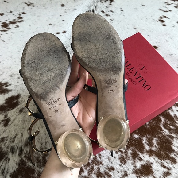 Valentino rockstud T Strap lucite sandals 38.5 - Picture 7 of 8