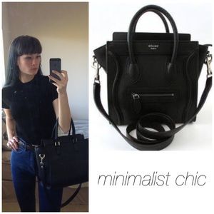 Classic Chic Black Faux Leather Structured Bag