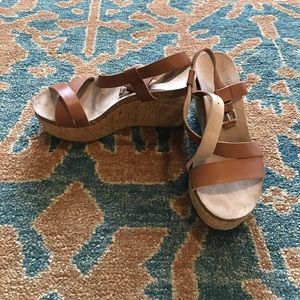 Anthropologie Wedge Sandals Tan