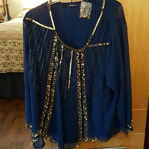 Beautiful blue with gold sequin detail. New