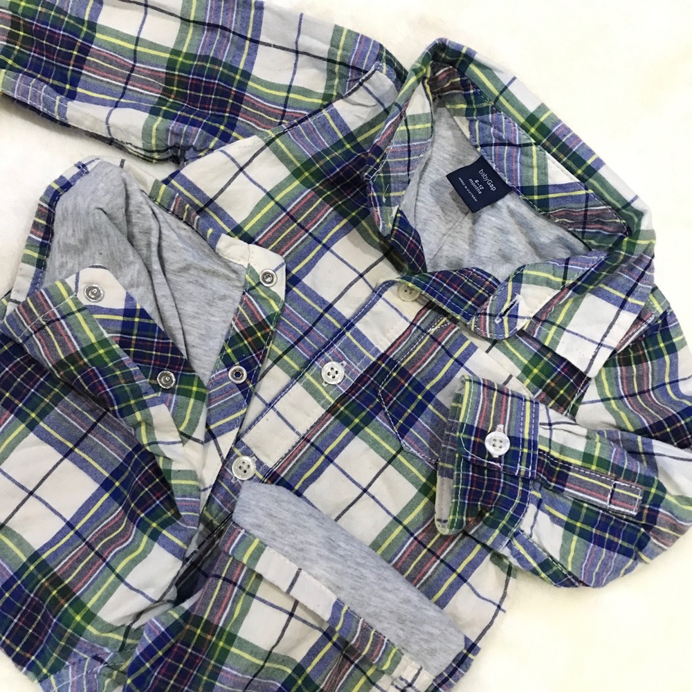 Baby Gap Jersey Lined plaid One-piece/ bodysuit - Picture 5 of 8