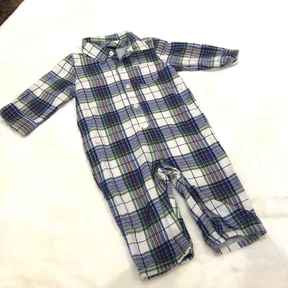 Baby Gap Jersey Lined plaid One-piece/ bodysuit - Picture 2 of 8